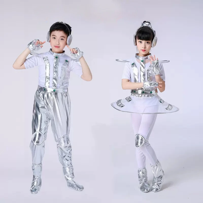 

Boys Girls Cosplay Alien Robot Spacemen Astronaut Costume Halloween Carnival Dress Up Outfit Party Kids Role Playing Child Suit