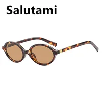 Lunettes de soleil Vintage ovales léopard noir pour femmes, nouvelle marque de mode dégradée élégante Y2K, lunettes de soleil Hip Hop pour dames 4