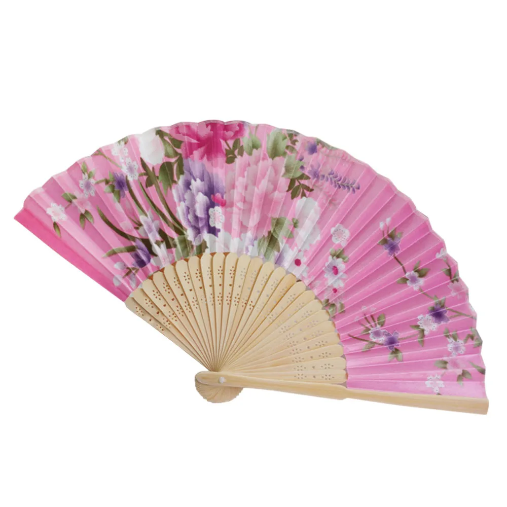 New Folding Hand Held Fan Black Fan Silk Plum Flower Bamboo Pocket Chinese Style 