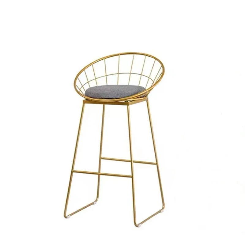 

65cm/75cm Seat Height Bar Chair Modern Gold Black Metal Counter Stool Iron Art Soft Cushion European Coffee Shop High Footstool