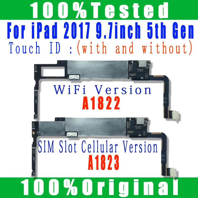 

A1822 WiFi Version A1823 3G SIM Cellular Version For IPad 2017 9.7inch 5th Gen Motherboard Logic Board Clean icloud