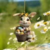 Easter Bunny Acrylic 2D Pendant Keychain Car Rearview Mirror Accessories Backpack Small Pendant Easter Party Decorations 2