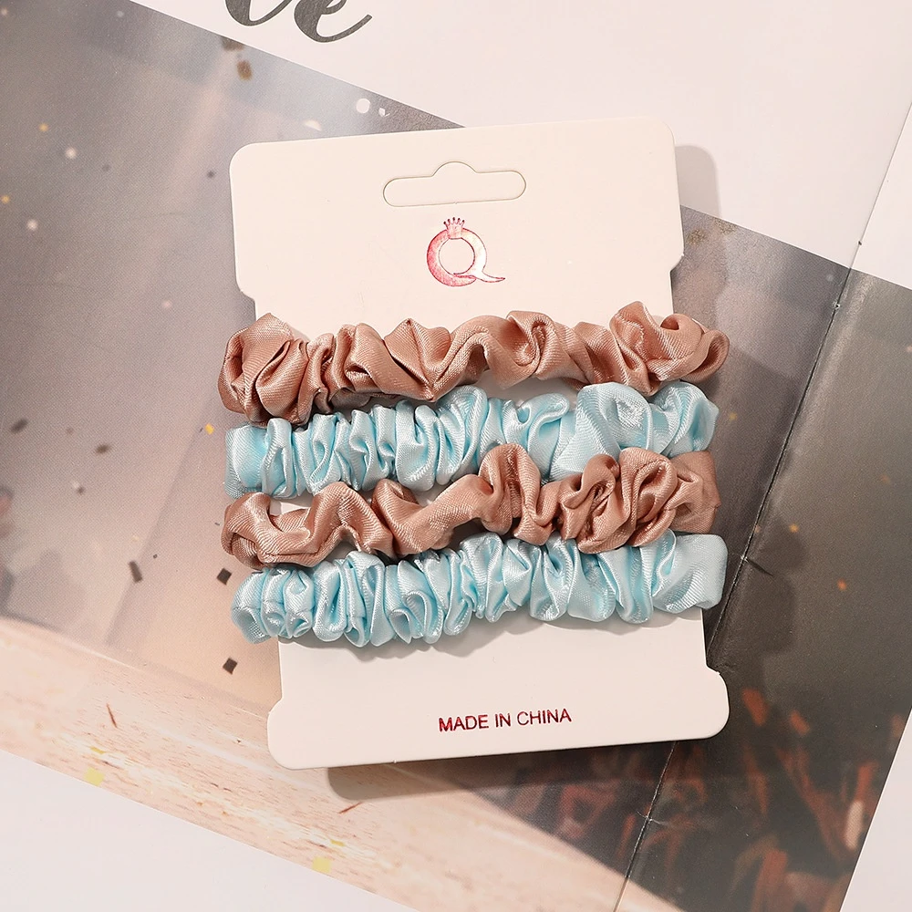 Elegant Satin Hair Scrunchies Set - Vintage Solid Color Elastic Bands