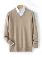 Classic 100% Cashmere Sweater Men V-neck Basic Pullovers Spring Autumn Winter Warm Comfy Cashmere Knitwear High Quality Tops ﻿ 2