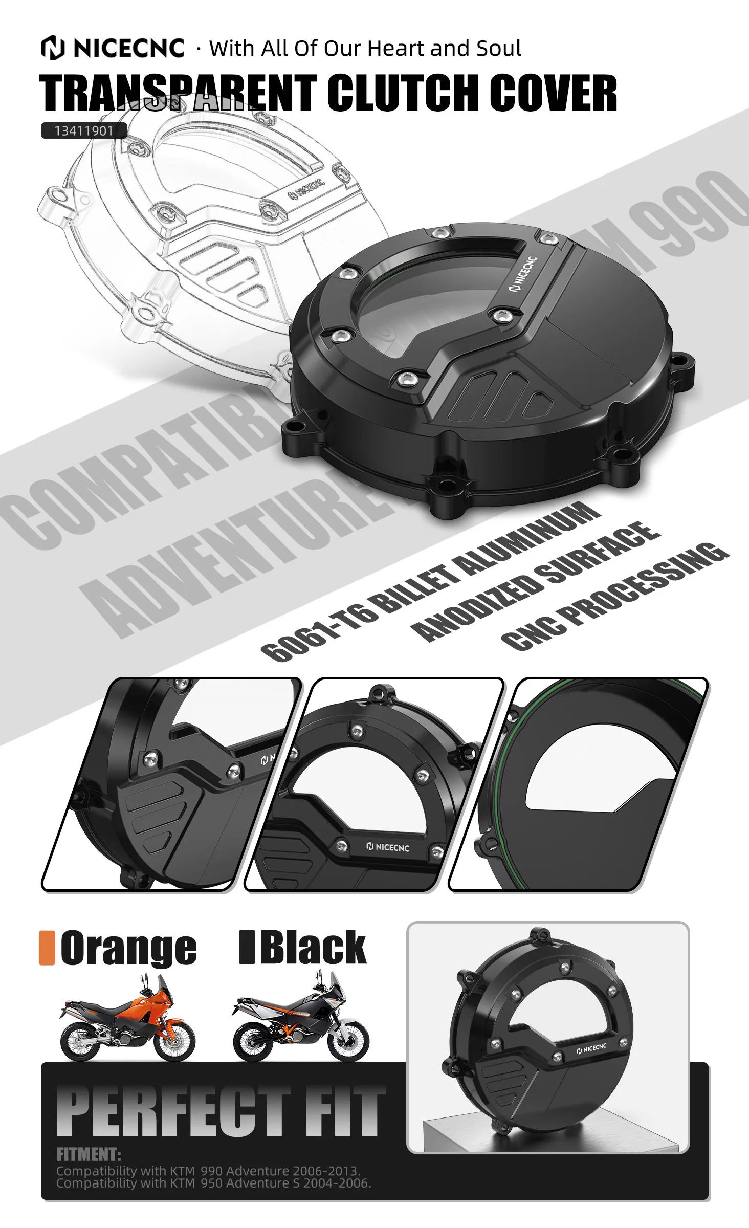 Für KTM 990 Adventure S 2006–2008 NICECNC Motorklare Kupplungsdeckel 950 Duke Adventure S990 ADV R 990 SMR SMT LC8 Adventure – Detail 8