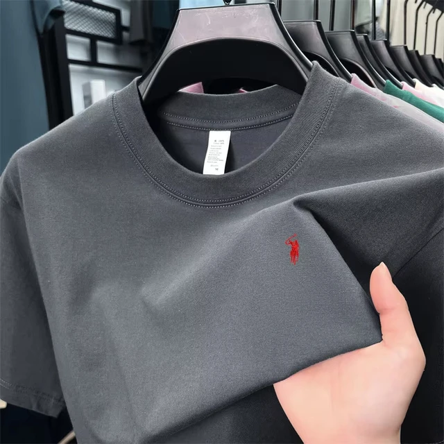 T-shirt à manches courtes haut de gamme 100% pur coton, marque de créateur d'été, haut à col rond à motifs, golf me à la mode et décontracté 1