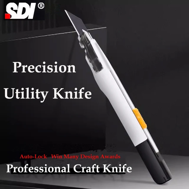 SDI Craft Pocket Cutting Knife Anti-Shaking Unboxing Cutter Utility Knife Self-Locking 9mm 30 Degree Blades Art Supplies 1