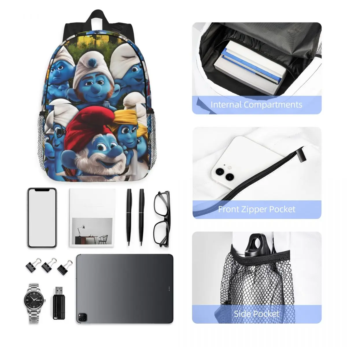 The-Similar-Smurfs New Fashion High Capacity Waterproof College Backpack Trendy Laptop Travel Book Bag 15inch 5