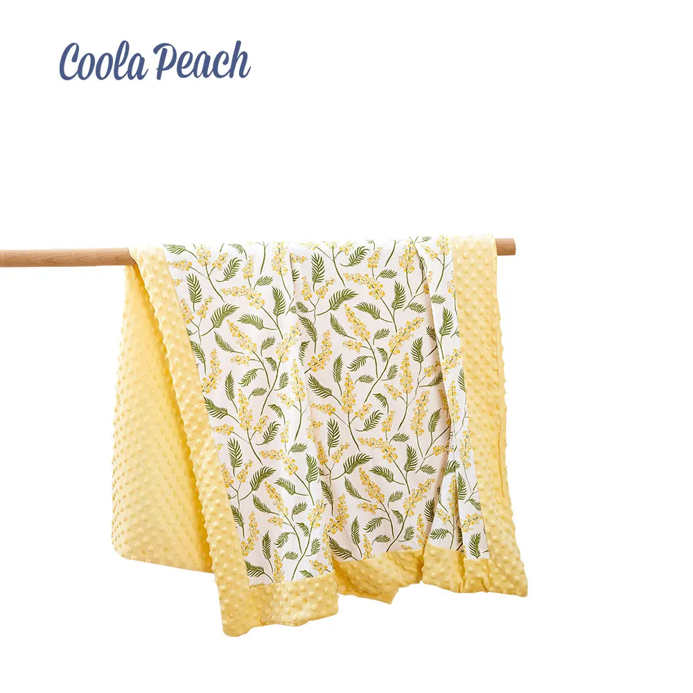 

Coolapeach 110*140CM Baby Blanket Super Soft with Double Layer Dotted Backing Leaves Printed Receiving Blankets For Kids