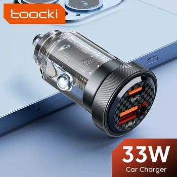 Toocki 33W Car Charger Quick Charge PD 3.0 SCP 5A USB Type C Car Phone Charge Fast Charging For iPhone 14 13 Xiaomi Samsung S23