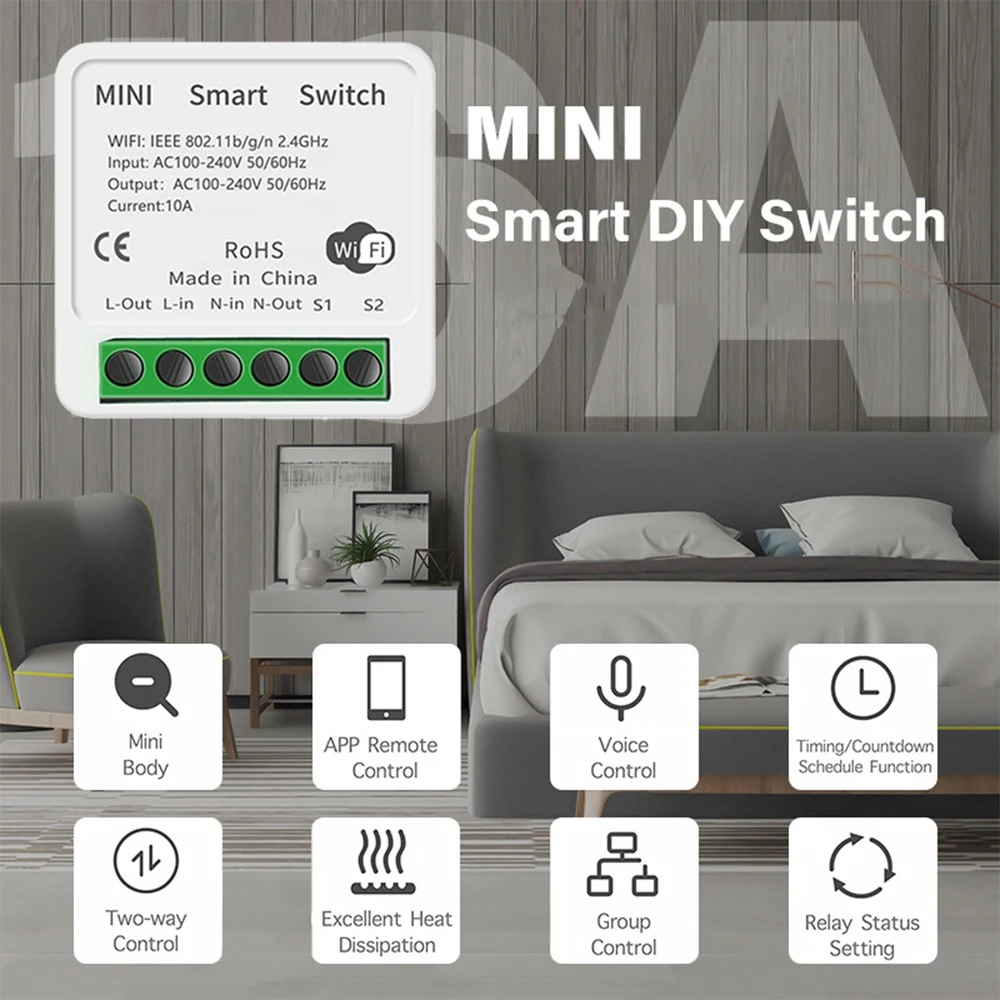 Description Picture 5 of item16A WiFi Smart Switch Relay Module Smart Life/Tuya App Control Work with Alexa Google Home 1 Gang 1/2 Way