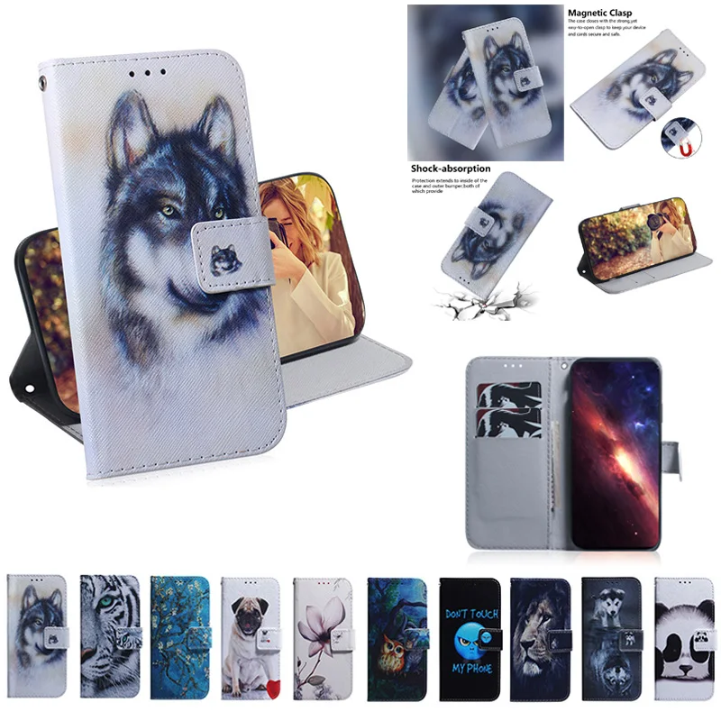 Stylish Painted Flip Leather Magnetic Phone Case Cover