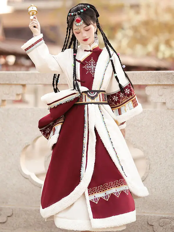 sachin and babi light blue dress Girls Dress Autumn and Winter Wedding Little Girl Burgundy New Year's  Greetings Dress Piano Performance Birthday Performance Host Chinese Style |  MoveOn