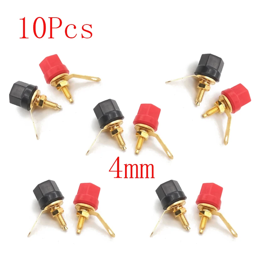 10Pcs Hex Cap Head Terminals Speaker Amplifier Screw Binding Pos Red