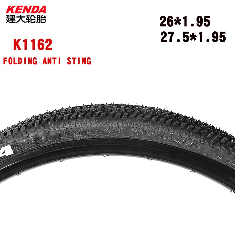 KENDA-Folding Mountain Bike Tire, Bicycle Outer Tire, Anti Puncture, MTB Accessories, K1162, 26 in, 27.5*1.95, 60TPI