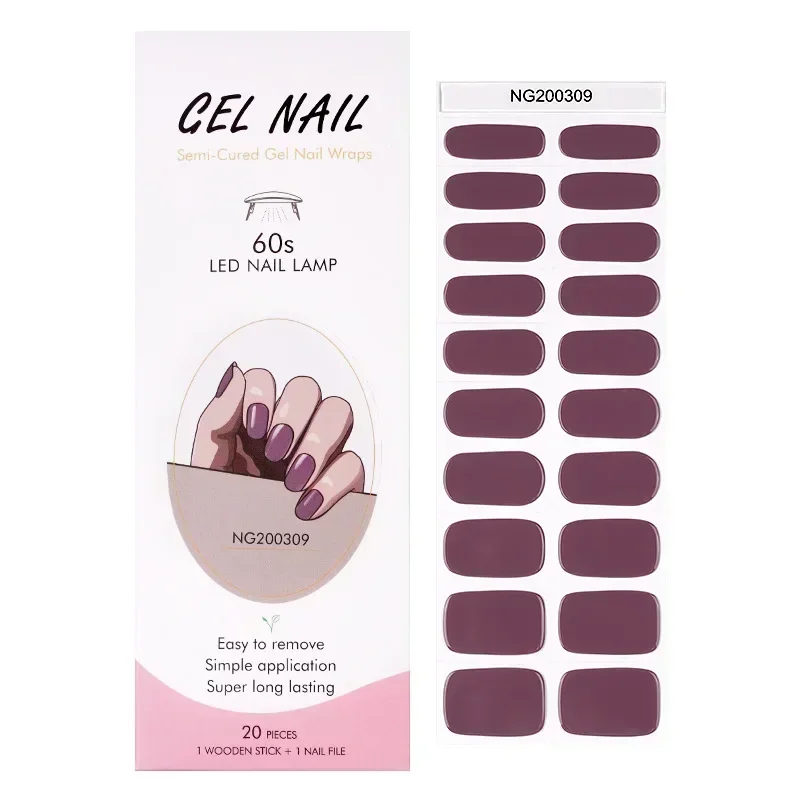 Premium Semi-Cured Nail Wraps Set - Waterproof, Long-Lasting Gel Nail Stickers