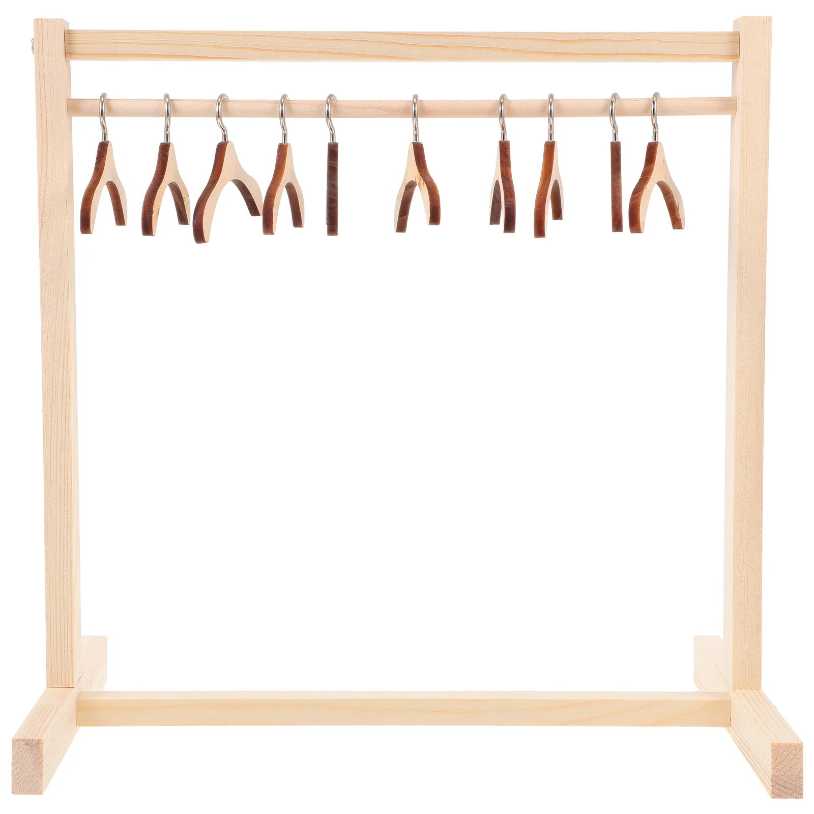 Garment Rack Wooden Dolls Clothes Hanger Closet Mini Clothes Hangers Wardrobe Furniture Accessories double side wooden pu leather desk pen pencils box case mobile card organizer stationery accessories organizer storage rack 202a