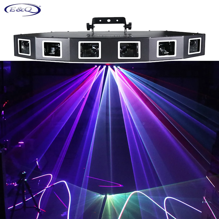 

LED six-head RGBY laser projector DJ party Christmas stage lighting effects disco party dance floor family party