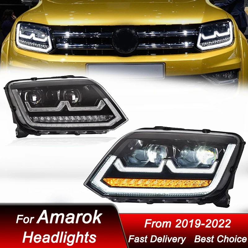 

Автомобильные фары для Volkswagen VW Amarok 2008-2020, новый стиль, полный цвет, автомобильная фара в сборе, комплект аксессуаров для объектива проектора