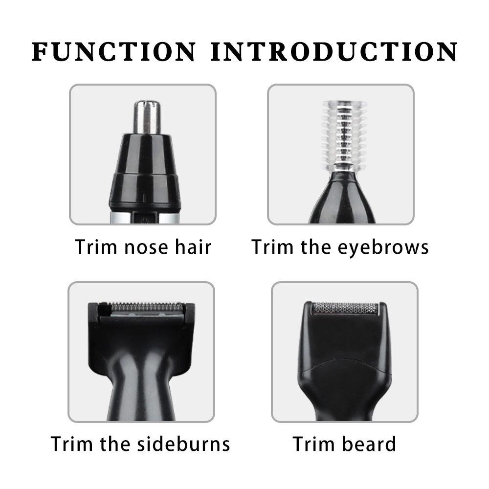 Kemei Electric Nose Hair Trimmer For Men and Women Ear Neck Eyebrow Trimmer All-in-one Shaver Clean Trimmer Razor Remover Kit 3