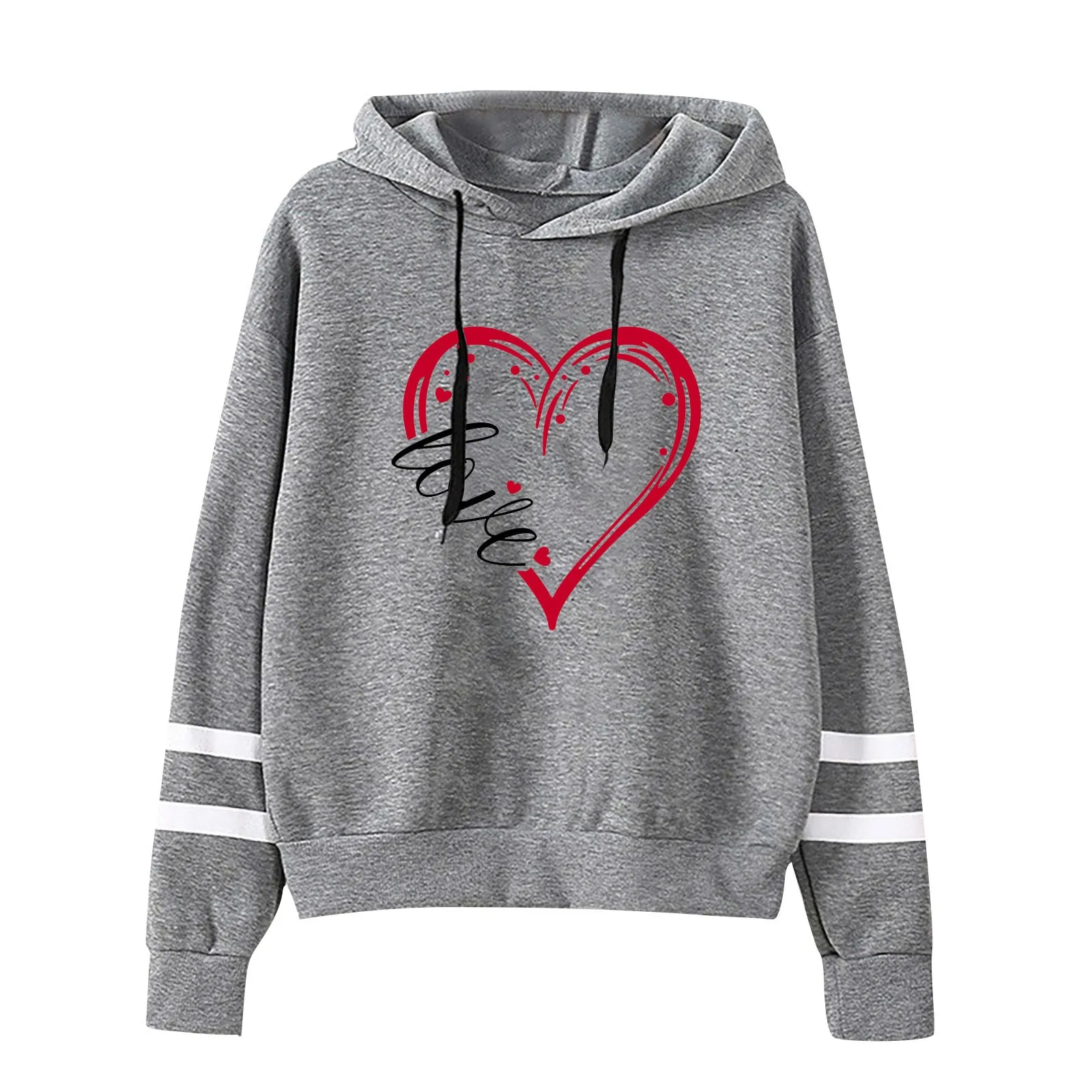 

Valentine's Day Hoodies Women's Fashion Long Sleeve Love Printed Pullovers Sweatershirt Loose Blouse Tops Casual Coat Hoodies