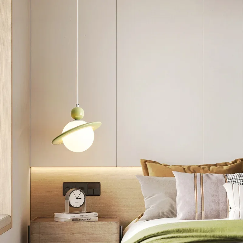 

Nordic Glass Pendant Light Round Planet Lamp For Dining Room Bedroom Bedside Study Children's Room Nursery LED Light Fixtures