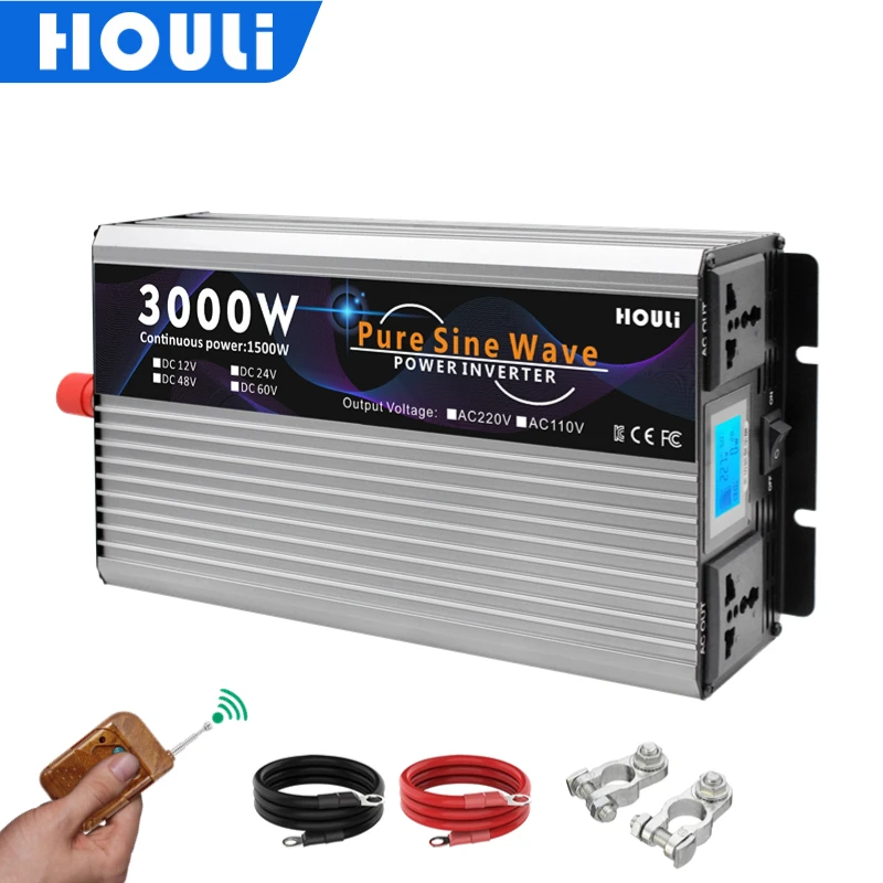 HOULI inverter 12v 220v pure sine 3000W 4000W PURE SINE WAVE INVERTER  inverter 12v 220v onda pura - AliExpress