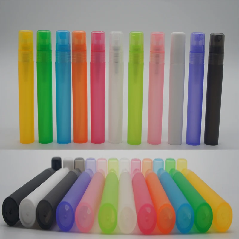 Spray Bottle 100pcs 10ml Empty Ice Translucence Plastic Spray Bottle Makeup Perfume Atomizer Refillable Bottles Print