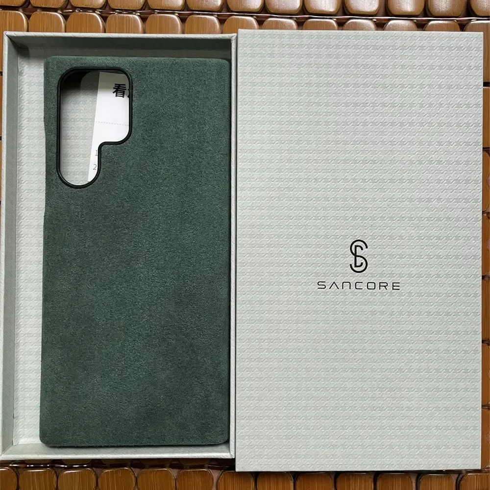 Genuine Alcantara Leather Phone Case for Samsung Galaxy S24 S23 Ultra S22 Plus  S20 Premium Supercar Turn Fur  Back Cover