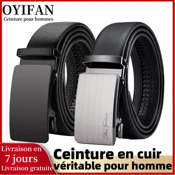 OYIFAN-Ceinture en cuir véritable avec boucle en alliage pour homme, accessoire de styliste automatique