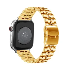 Premium Stainless Steel Watch Strap with Metal Safety Buckle for 38 40 41 42 - S10mm (Gold)