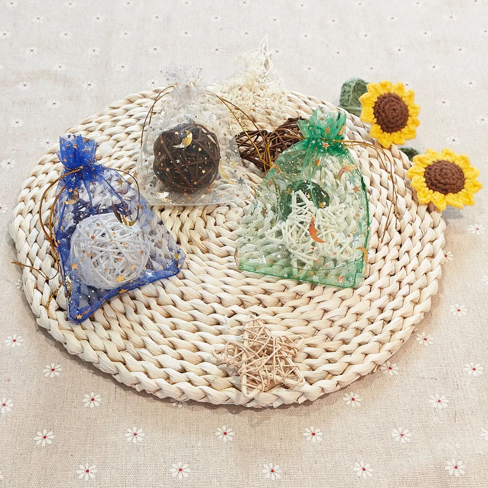 Moon Star Organza Gift Bags 25/50/100pcs Multicolor Mesh Pouches for Christmas Wedding Party Candy Gift Packing