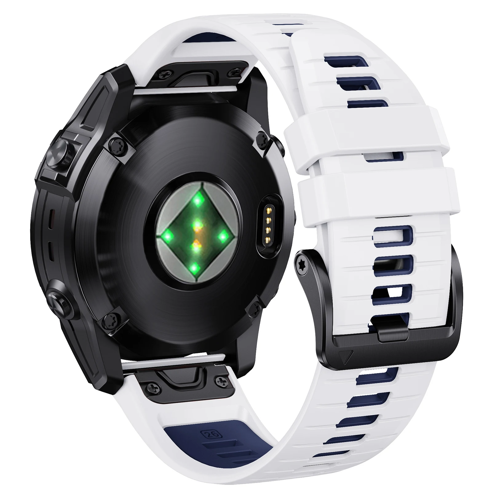 Dual-Color Silicone Quick Release Strap, 22-26mm Adjustable Band