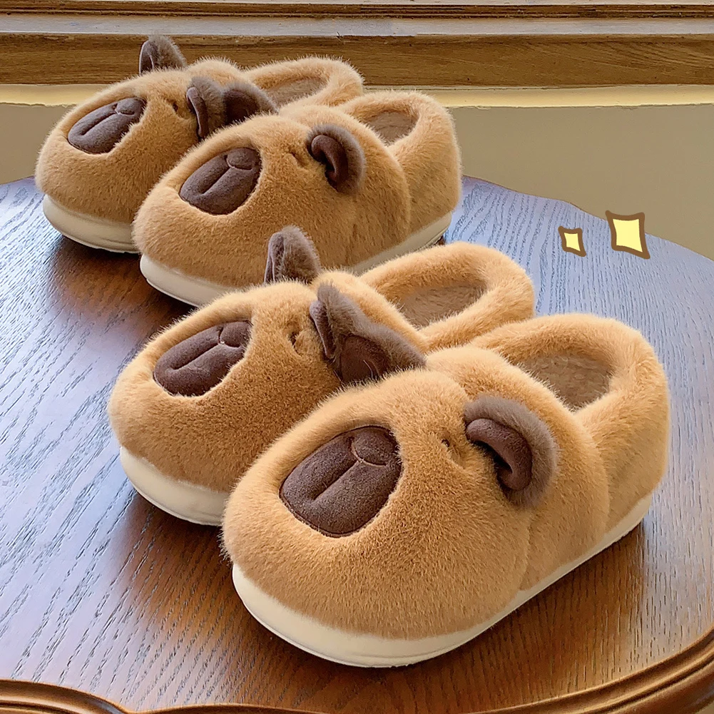 Plush Capybara Slippers Thermal Home Slippers Cute Fluffy Couple Comfortable Fuzzy Capybara Non-Slip for Women