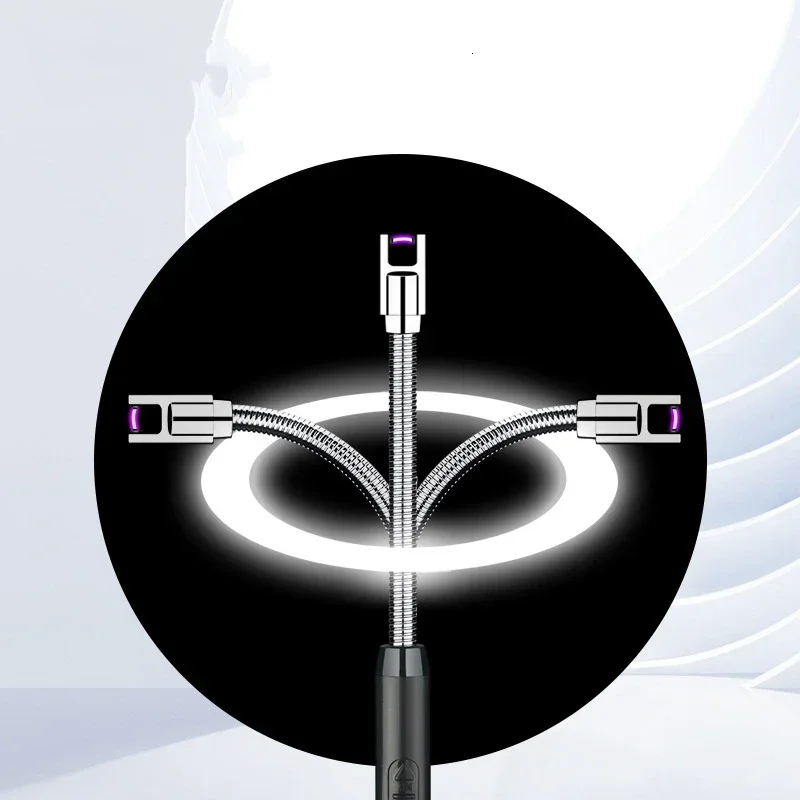 USB Electric Rechargeable Kitchen Lighter Stovetop Windproof LED Plasma Arc Flameless Candle Unusual Outdoor Lighter