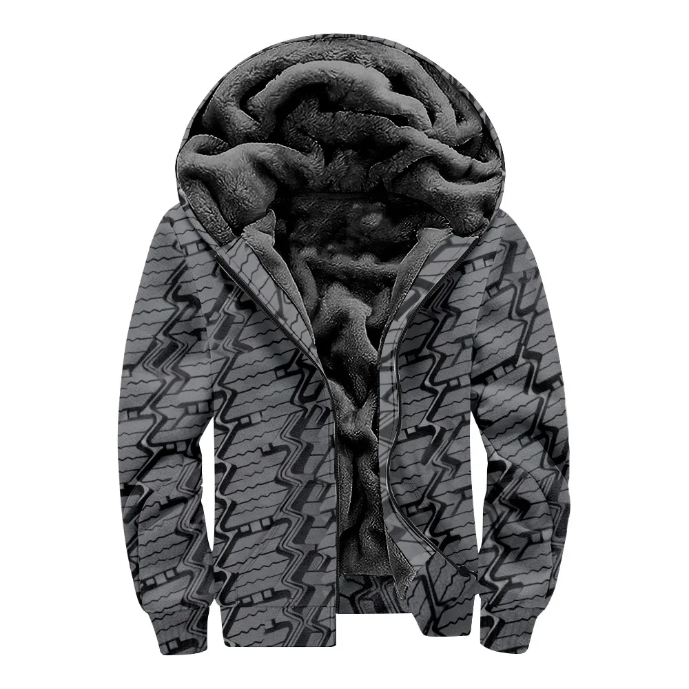 Zipper Hoodies Cardigans Geometry Printed Crewneck Thick Winter Outdoor Home Wear Fleece Casual Streetwear Men Women Clothing