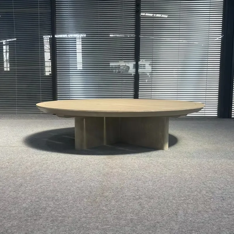 Factory sells well outdoor teak round tea table villa garden courtyard solid wood sofa coffee table hotel patio luxury furniture