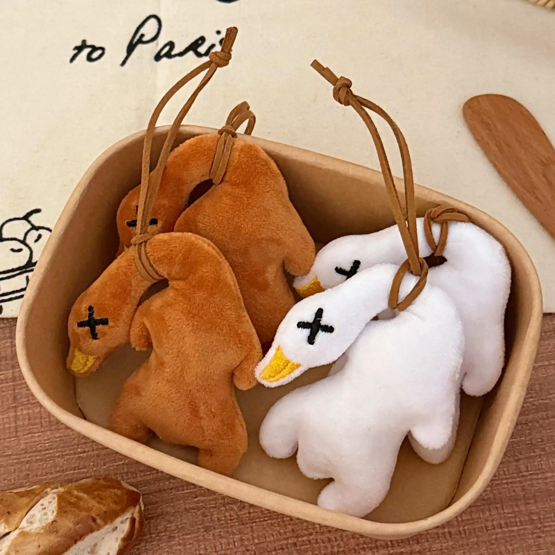 Wholesale Kawaii Duck Plush Stuffed Toy Simulated Roast Duck Bag Plush Pendant Keychain Gift For Kids Friends