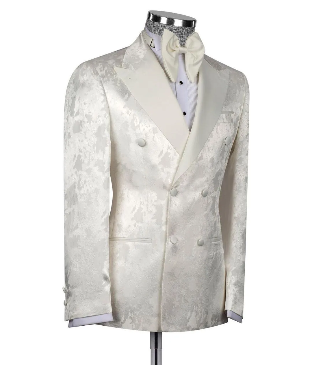 Men's Suits Tailored Jacquard One Piece Blazer Tuxedo Double Breasted Peaked Lapel Formal Work Wear Plus Size Tuxedo Custom Made