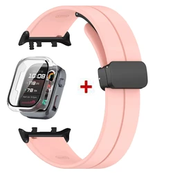 Premium Protective Bumper Case & Magnetic Silicone Strap for Huawei Watch D2 (Pink Transparent)