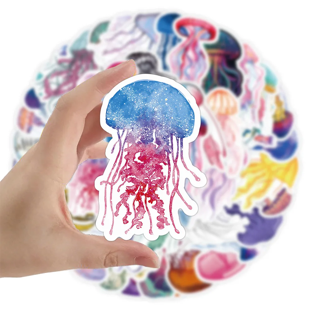 

10/50Pcs Sea Animal Jellyfish Stickers Ocean World Fishes Plants Coral Jellyfish Travel Cute Waterproof Sticker Kids Decals