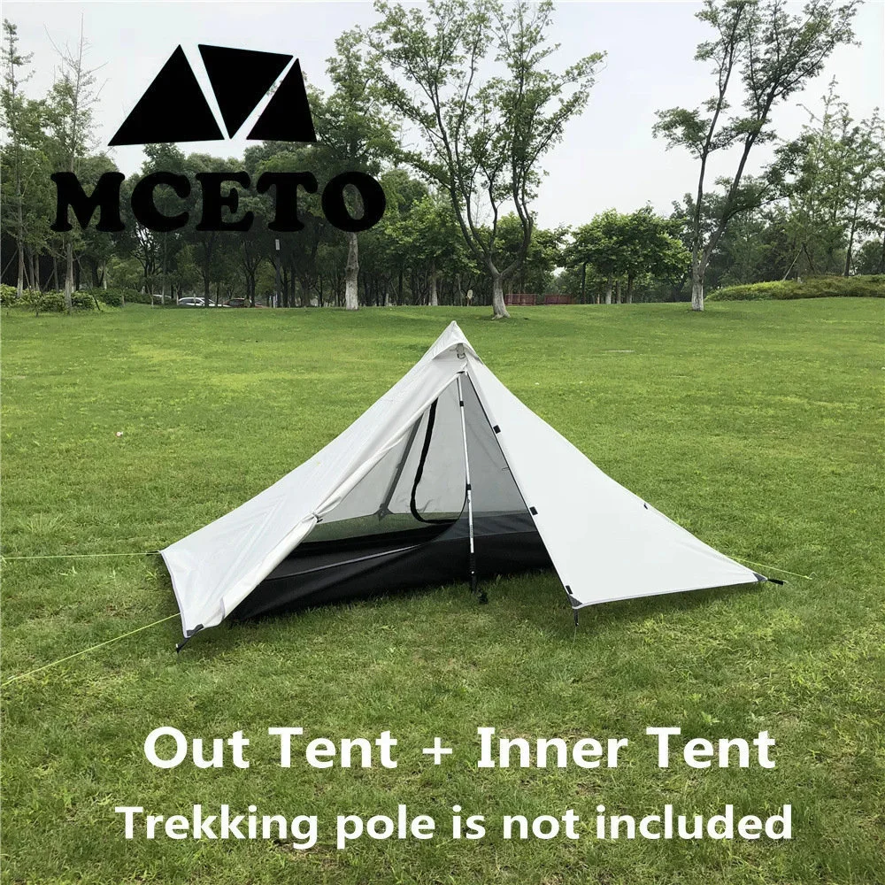Waterproof Camping Tents Ultralight Double Tiers Rodless Pyramid Tent Single One Person 4 Season All Weather for Hunting Hiking