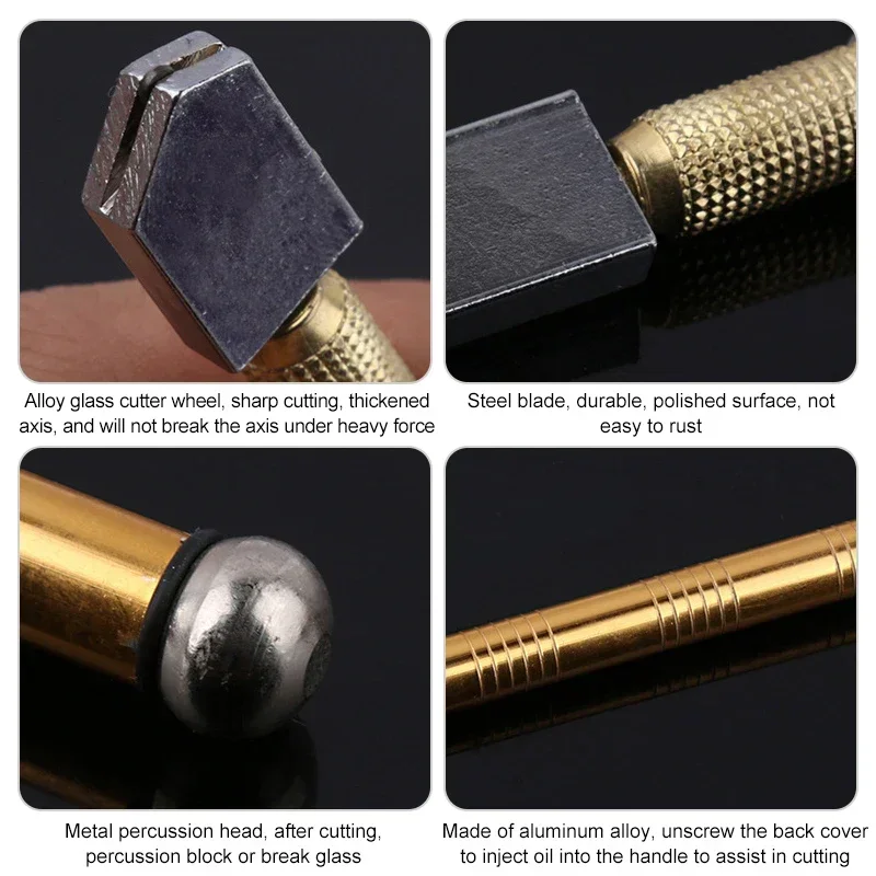 Glass Cutter Cutting Metal Handle Steel стеклорез Glass Rhinestone Self-lubricating Oil Feed Tipped Glasses Craft Glazing Tool