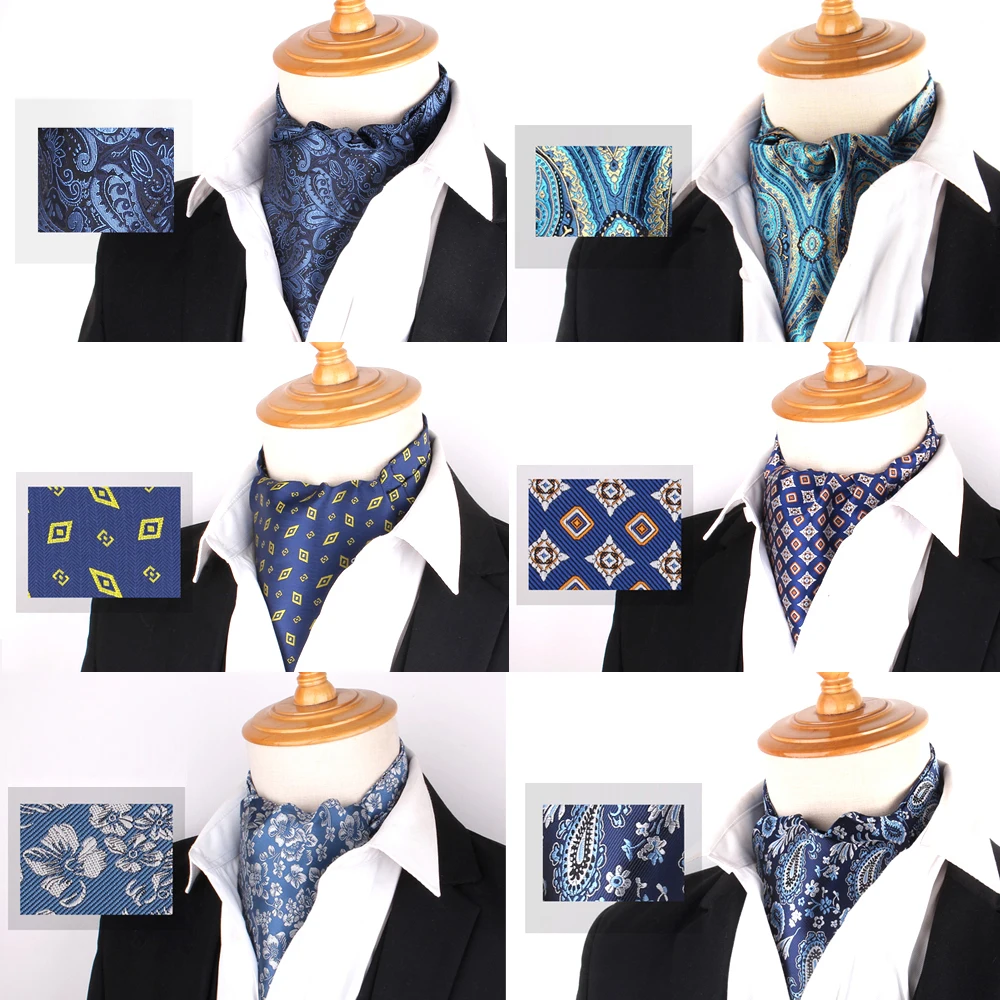 

New Men Cashew Tie Wedding Formal Cravat Ascot Scrunch Self British Gentleman Polyester Soft Floral Paisley Neck Tie Gravatas