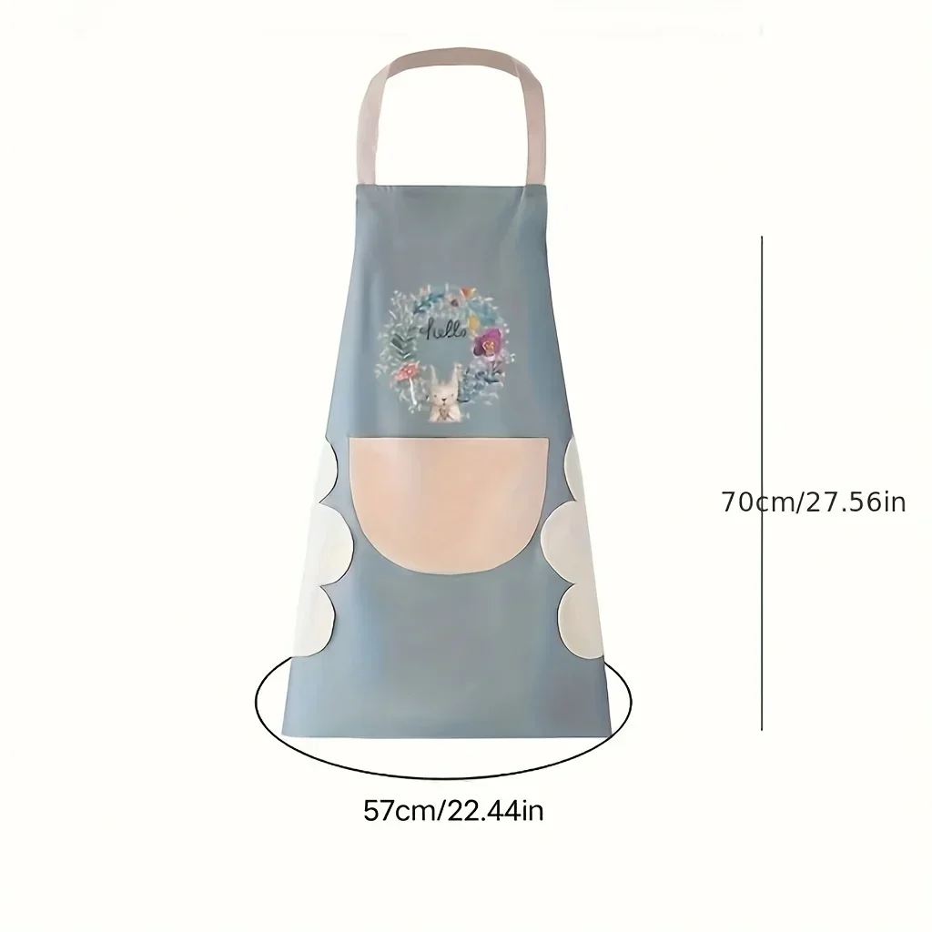 Kitchen Apron 1 fashionable pattern waterproof apron with pocket adjustable neck circumference kitchen waterproof and stain resistant