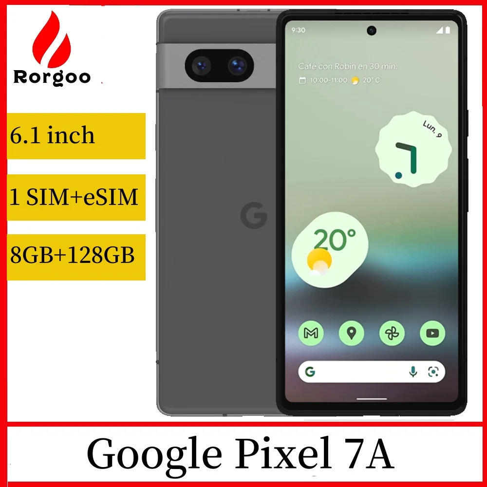 Google Pixel 7a 128GB Unlocked – Refurbished, Charcoal Black, 6.1