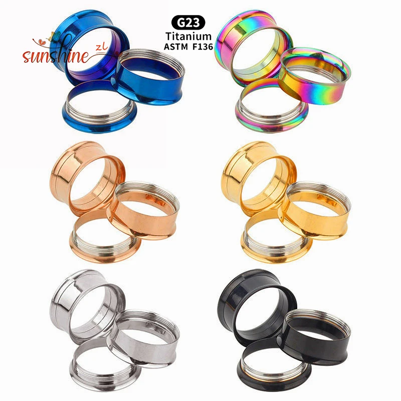 Piercing Jewelry Body Piercing Jewelry Body Jewelry Ear Piercing Jewelry 2PCS ASTM F136 G23 Titanium Internally Threaded Screw On Ear Hollow Tunnels Plugs Anodized Expander Gauge Body Piercing Jewelry