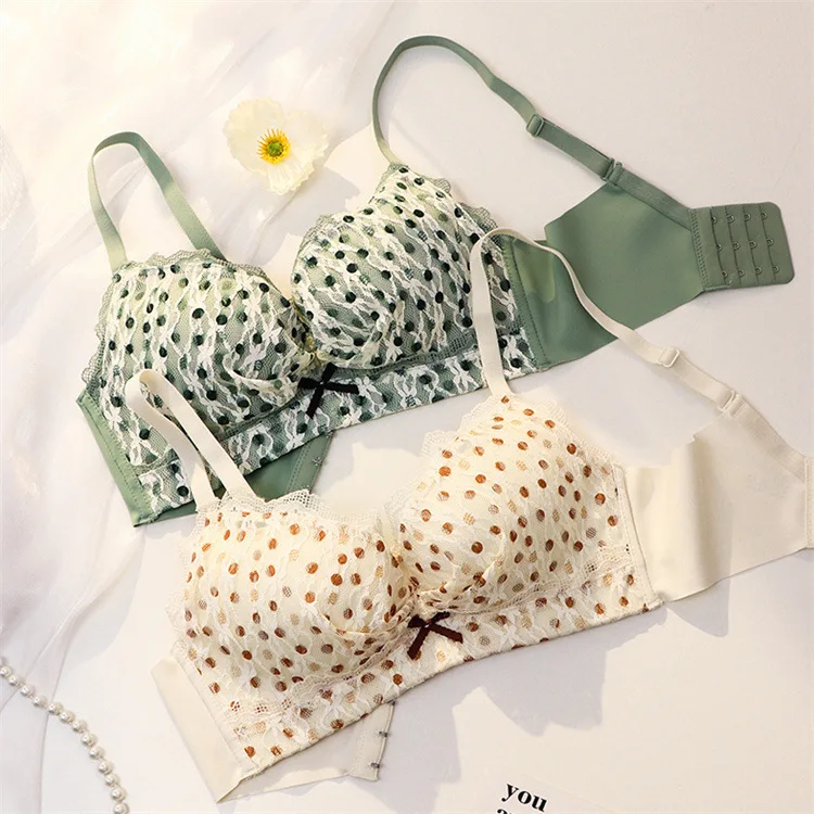 Women Push Up Bra Sexy Lace Soft Gathering Lingerie Adjustable Comfortable Brassiere Wireless Fashion Bralette Ladies Underwear
