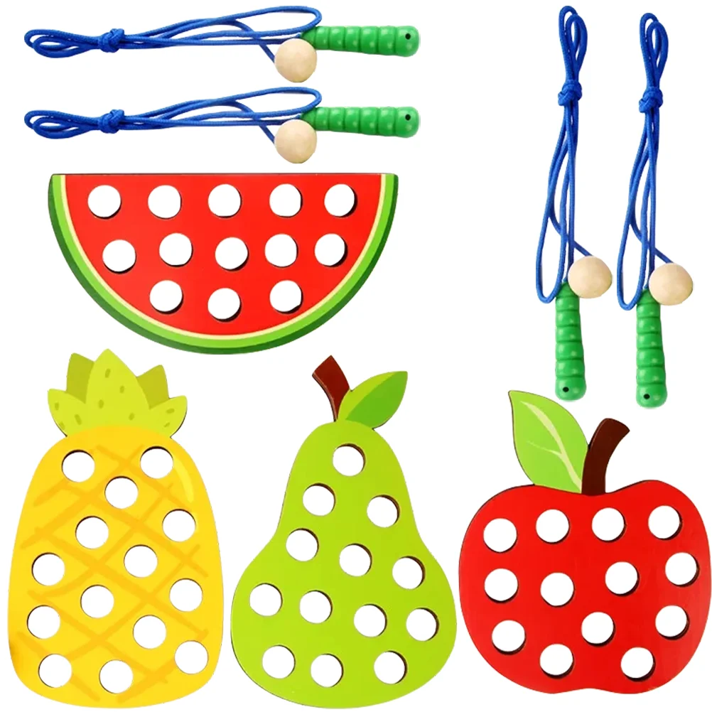 

Rope Game Toy Lacing Toys for Toddlers 1-3 Sports Cotton Fine Motor Threading Wooden