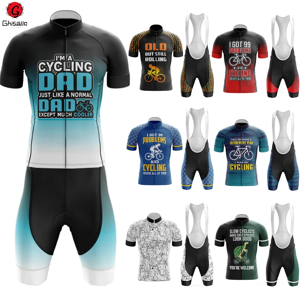 

21 New Style 5 Cycling Jersey Set Bicycle Suit Bike Summer Sleeve Men Bib Shorts Clothes Por Team Men's Bike 20D Gel Pad Lasting